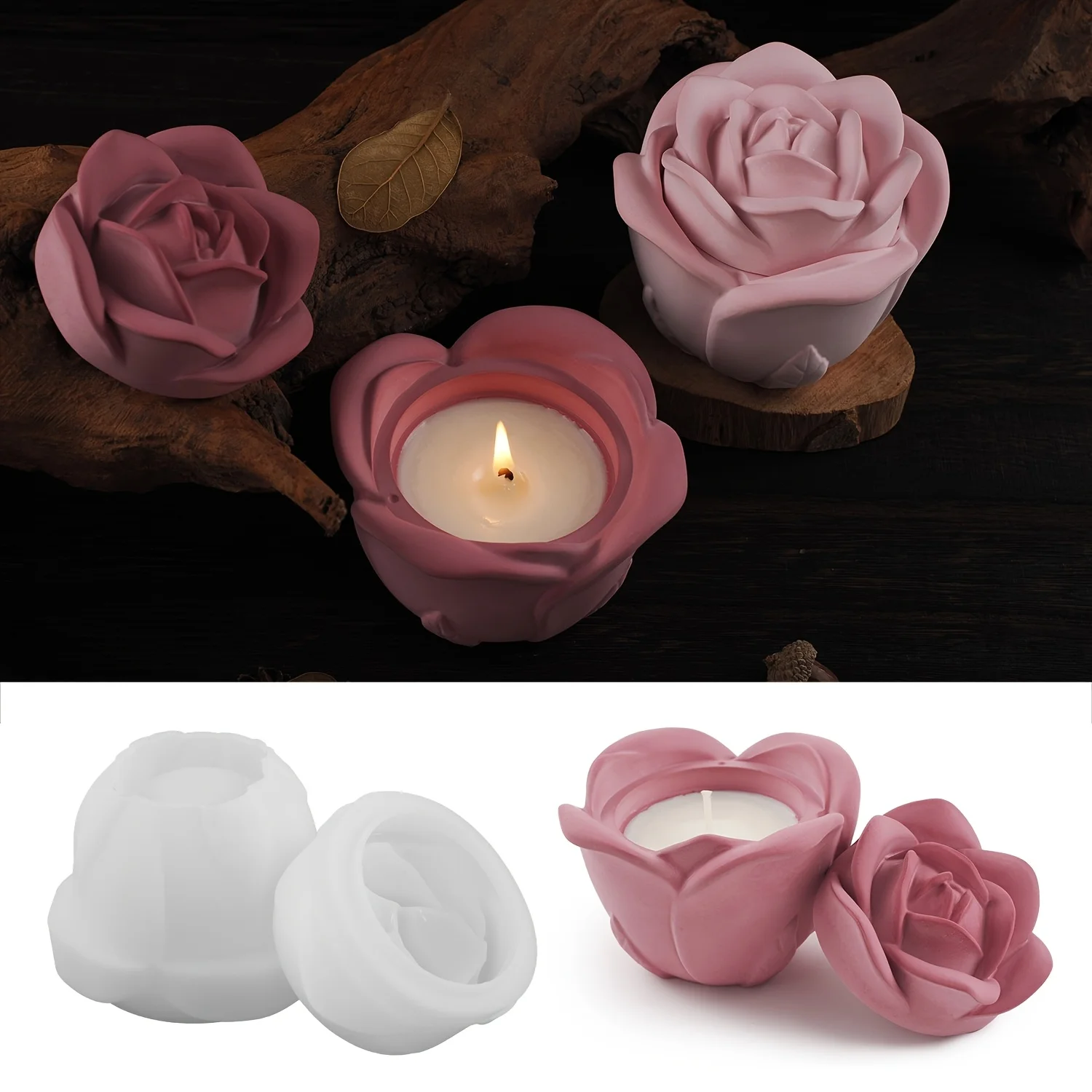 2-Piece Set Rose Shaped Silico - Candle Mold Silicone avis et prix
